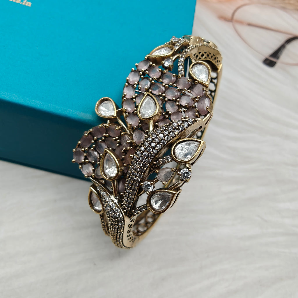 Akriti Pota Stone and Polki Openable Bracelet- Blush Pink