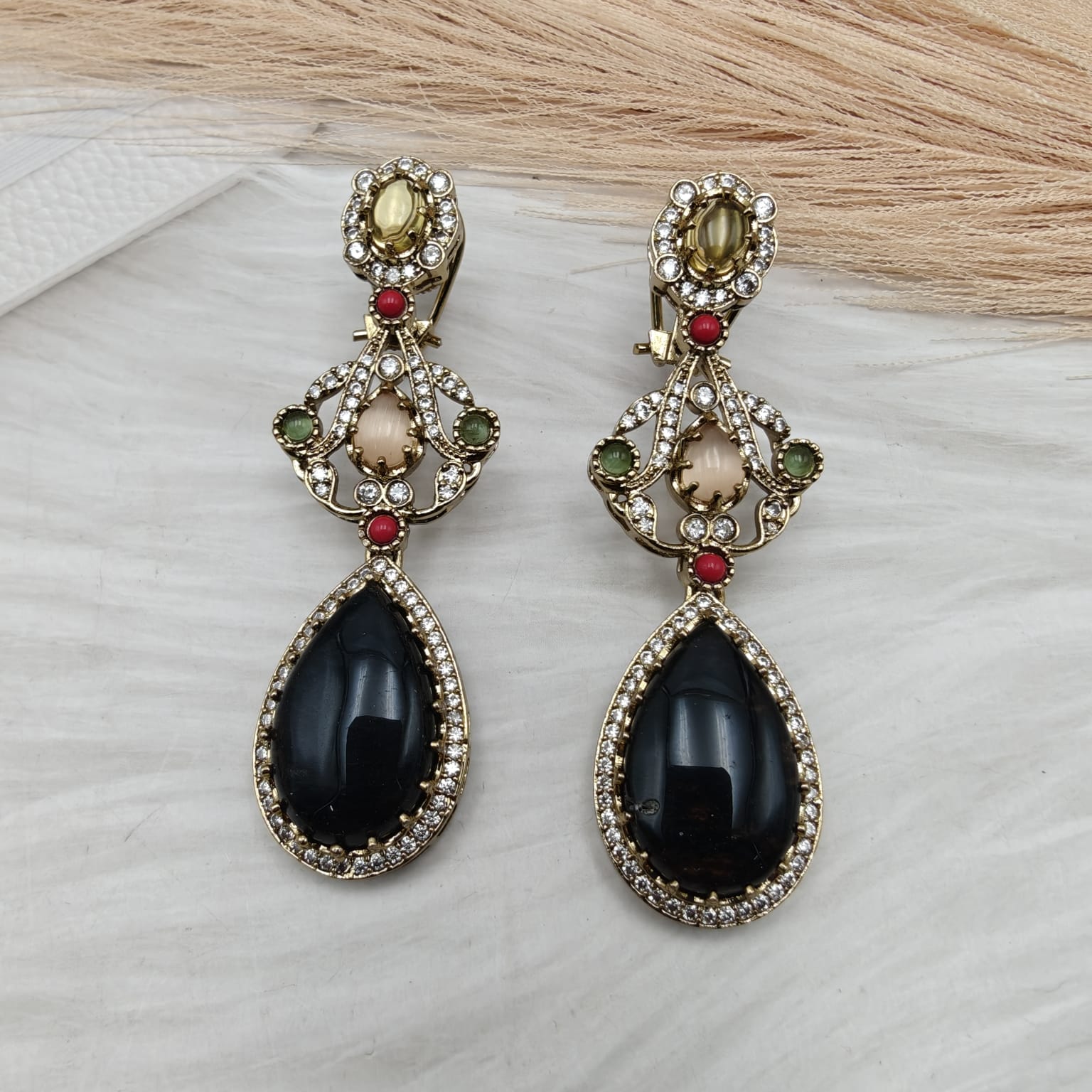 Ritvi Sabyasachi Inspired Premium Statement Earrings - Black