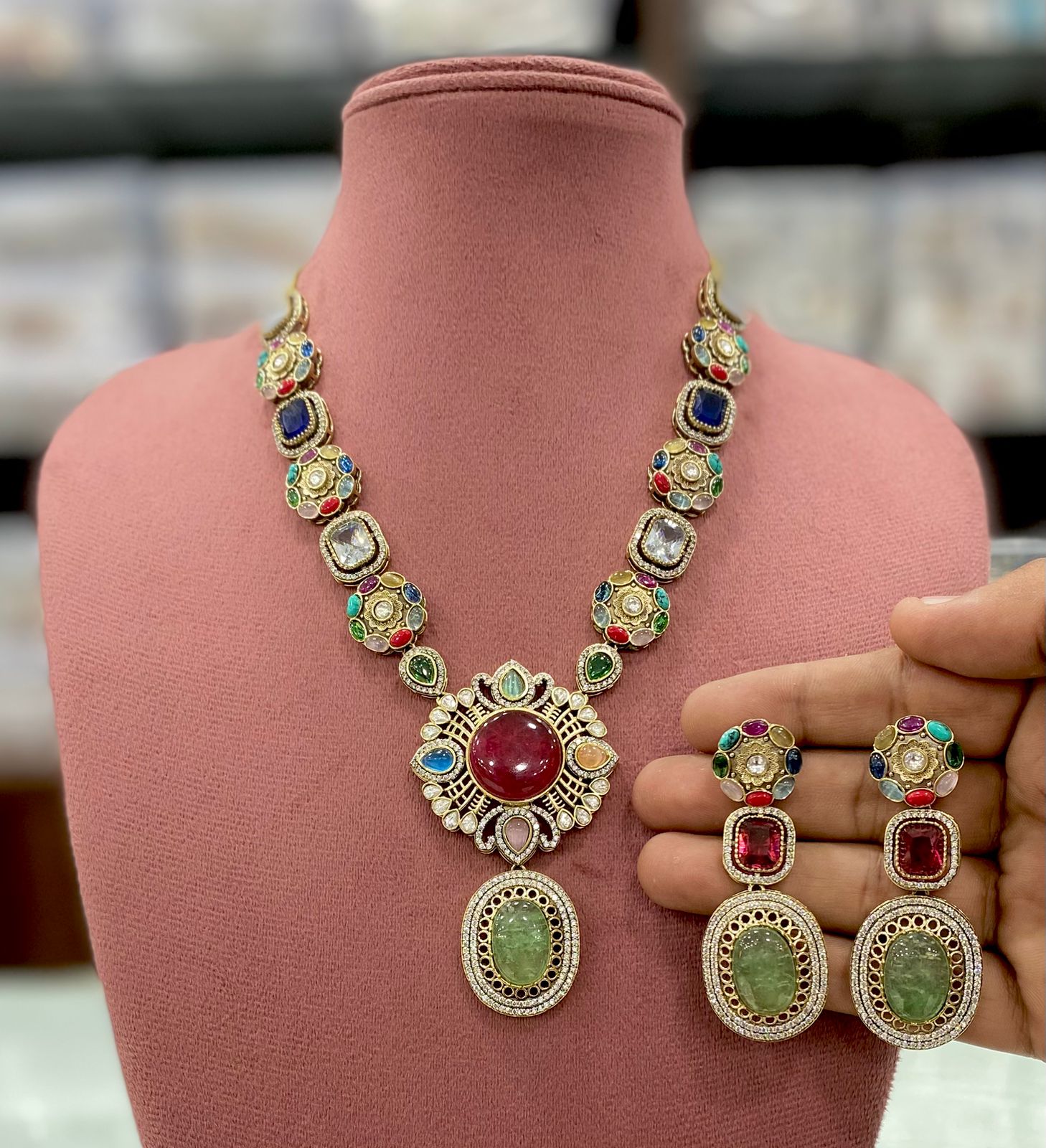 Sabyasachi Inspired Alekha Necklace Set -  Red Mint