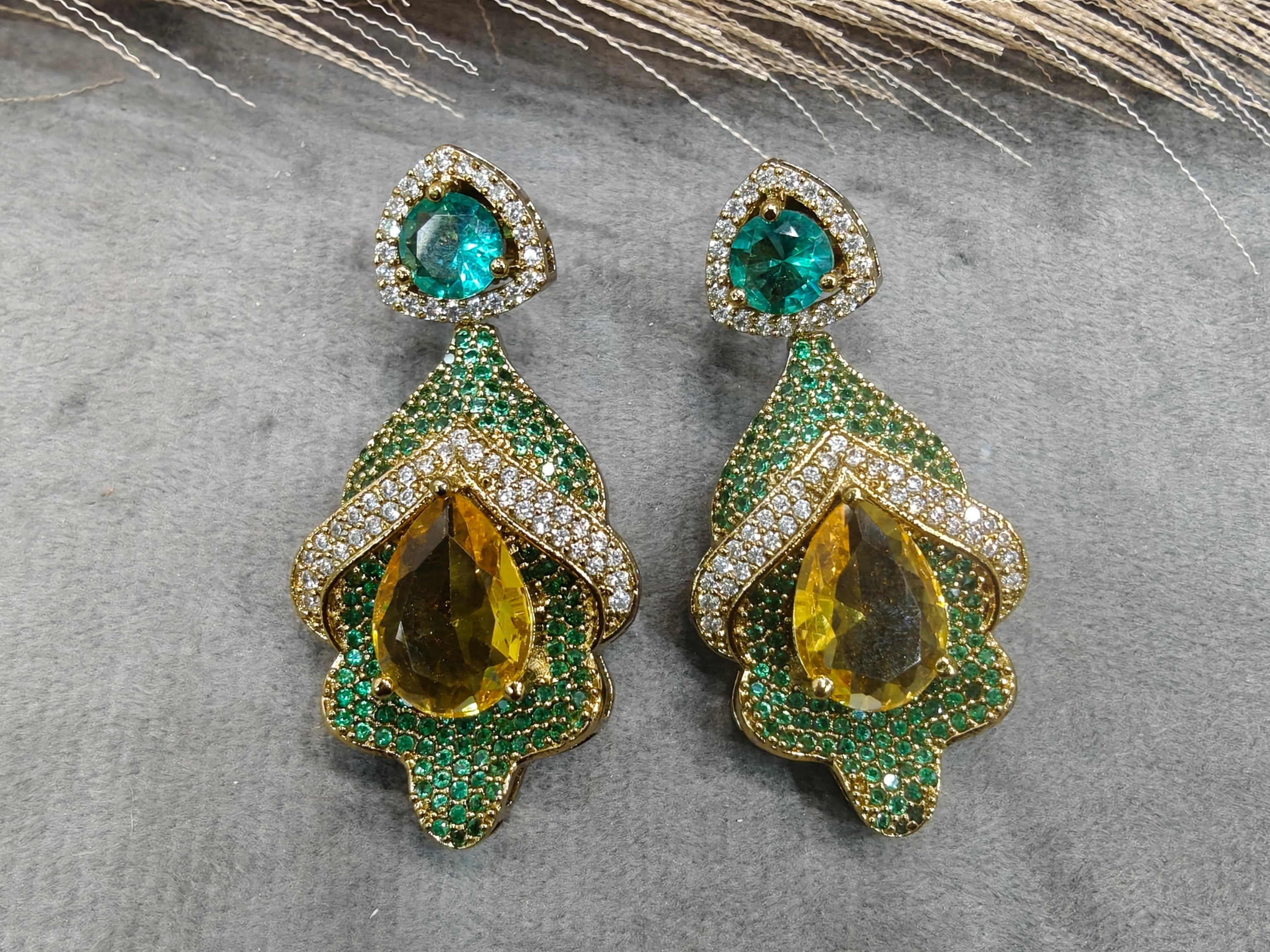 Kriti Designer Earrings- Yellow Green