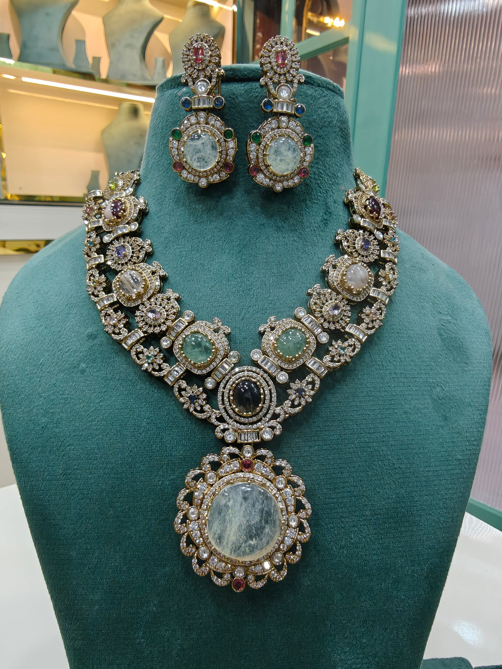 Nyasa Sabyasachi Inspired Gemstone Statement Necklace Set