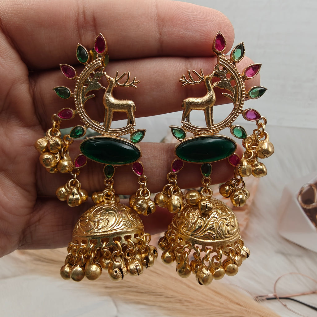 Mrig Brass Fusion Jhumka- Black