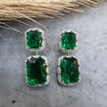 Ariya Silver Plated Earrings- Emerald