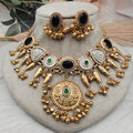 Handcrafted Brass Fusion Fidaya Necklace Set- Blue