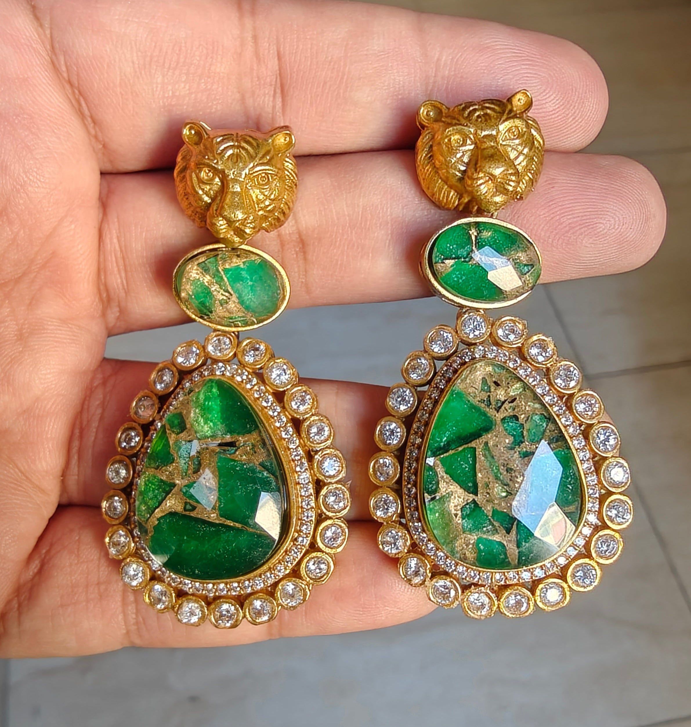Sabyasachi Inspired Bagh Mehfooz Earrings - Green