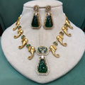 Gajraj Holdali Necklace Set- Green