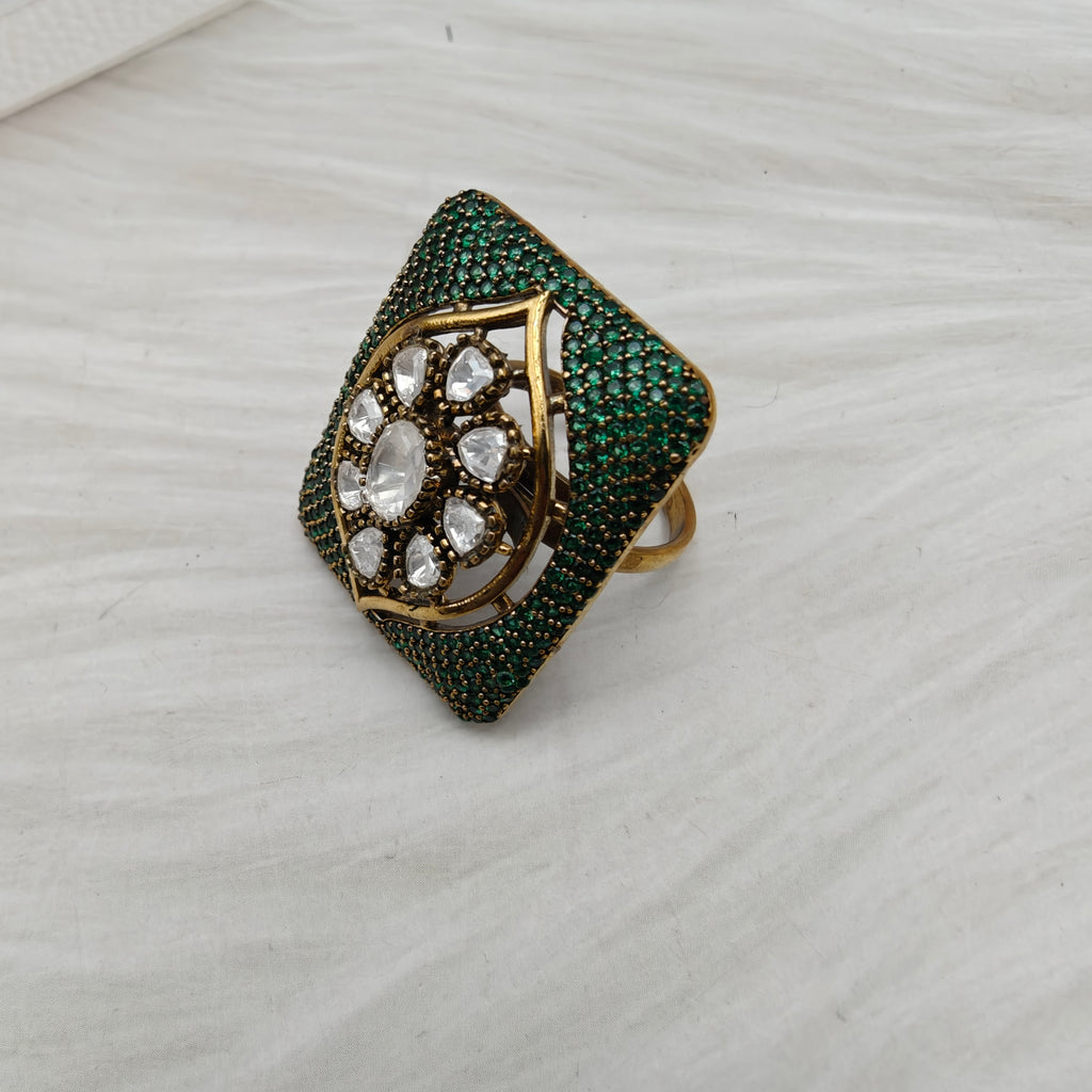 Nano Setting AD Moissanite Ring- Green