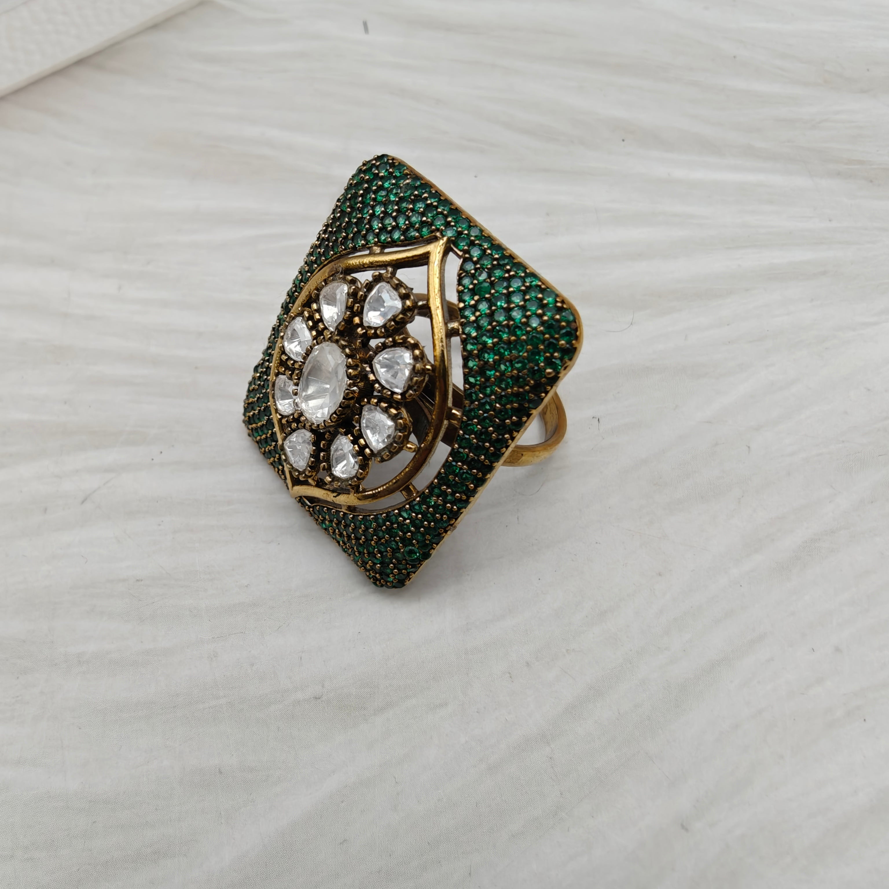 Nano Setting AD Moissanite Ring- Green