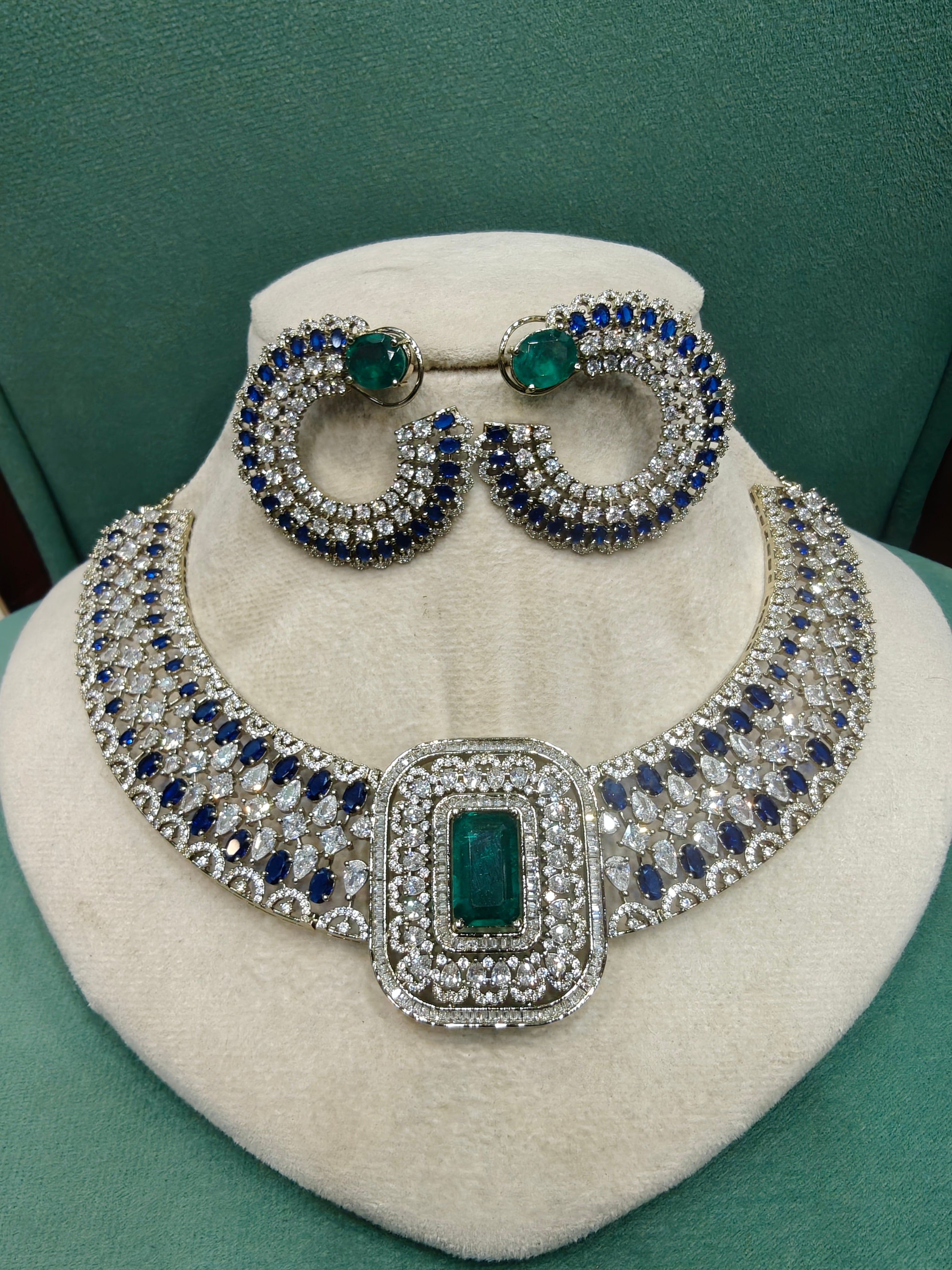 Haven Collar Necklace Set- Blue Green