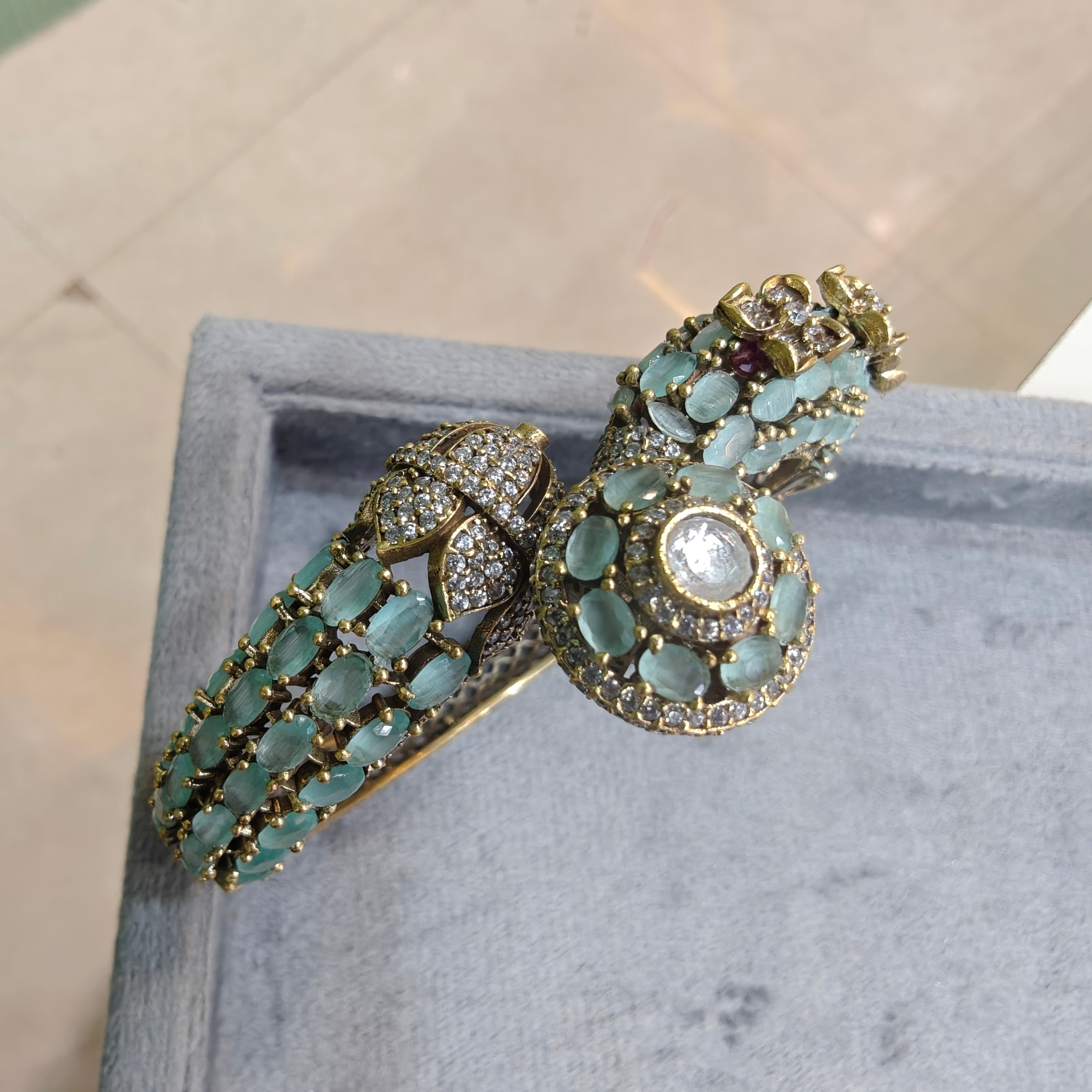 Rajvanshi Openable Bracelet Kada- Mint