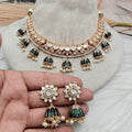 Sidhita Enamel Work Moissanite Hasli Necklace Set - Green