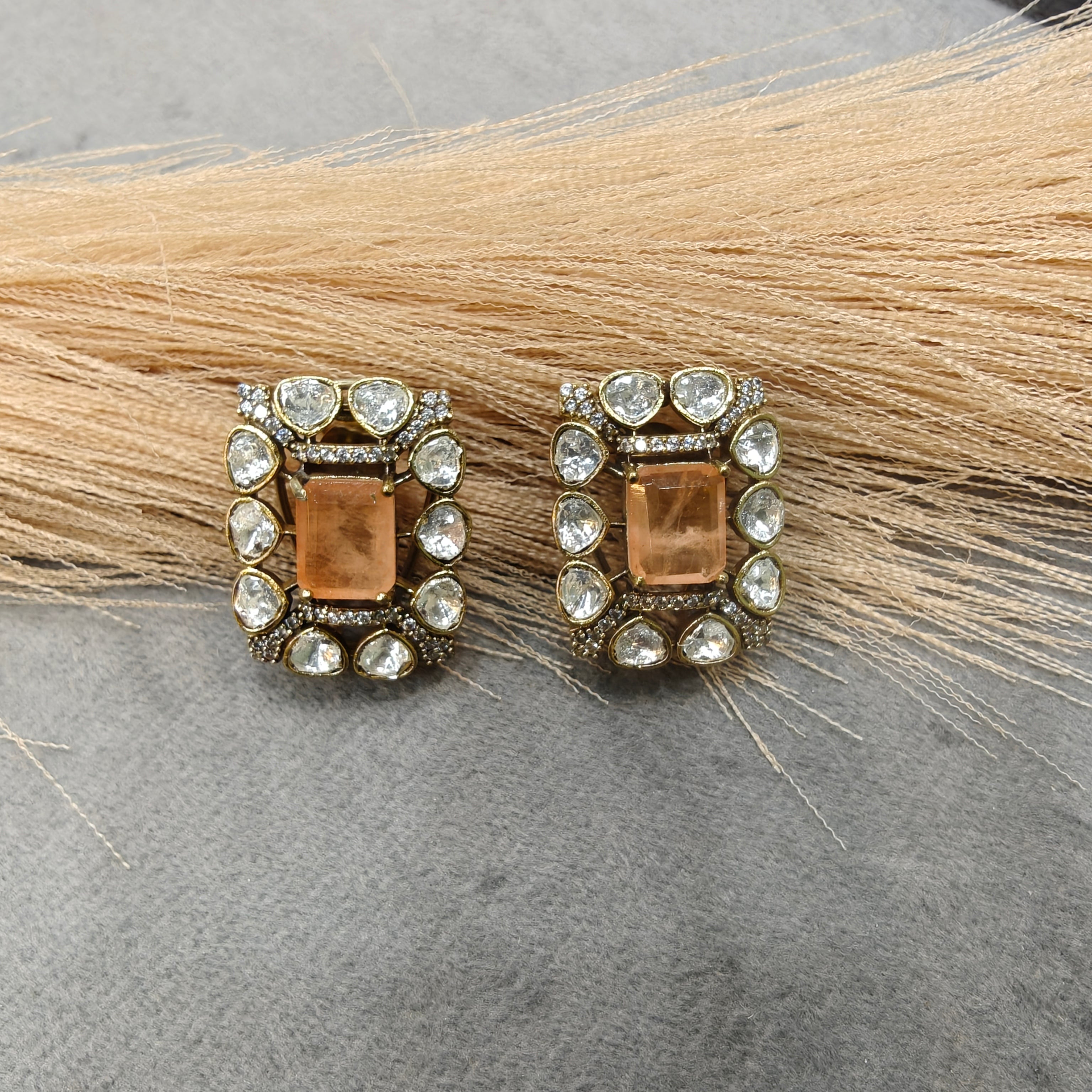 Aasma Doublet Studs- Peach