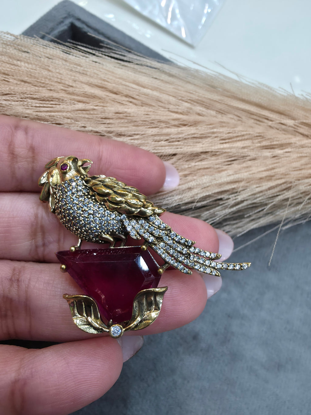 Parrot Brooch- Ruby
