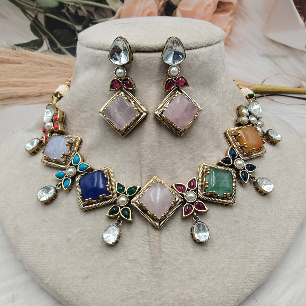 Sitara Premium Choker Necklace Set - Multi