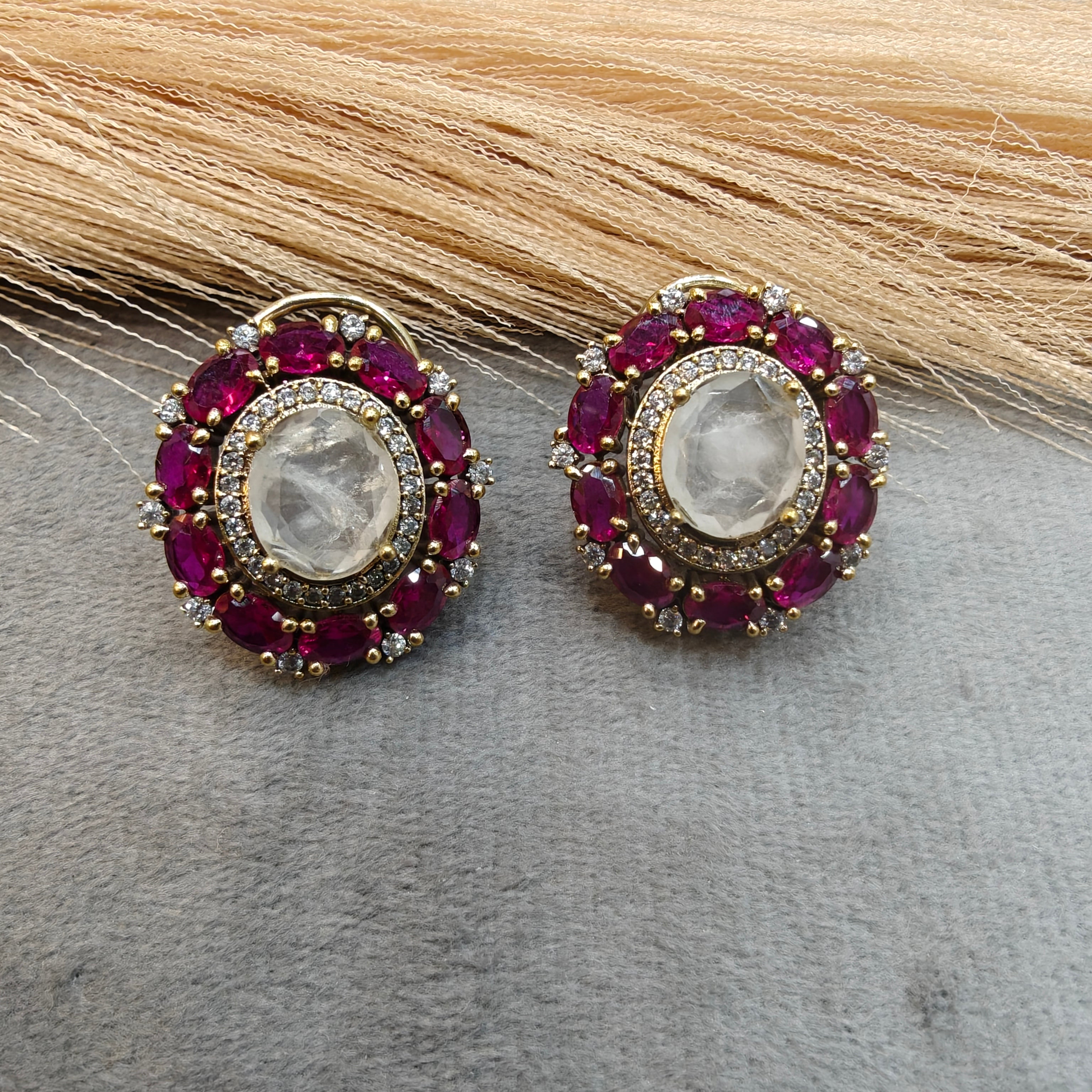 Sharvari Doublet Studs- Ruby