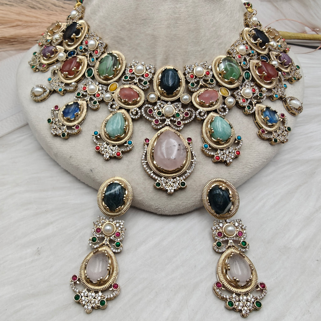 Kayamat Sabyasachi Inspired Gemstones Statement Necklace Set