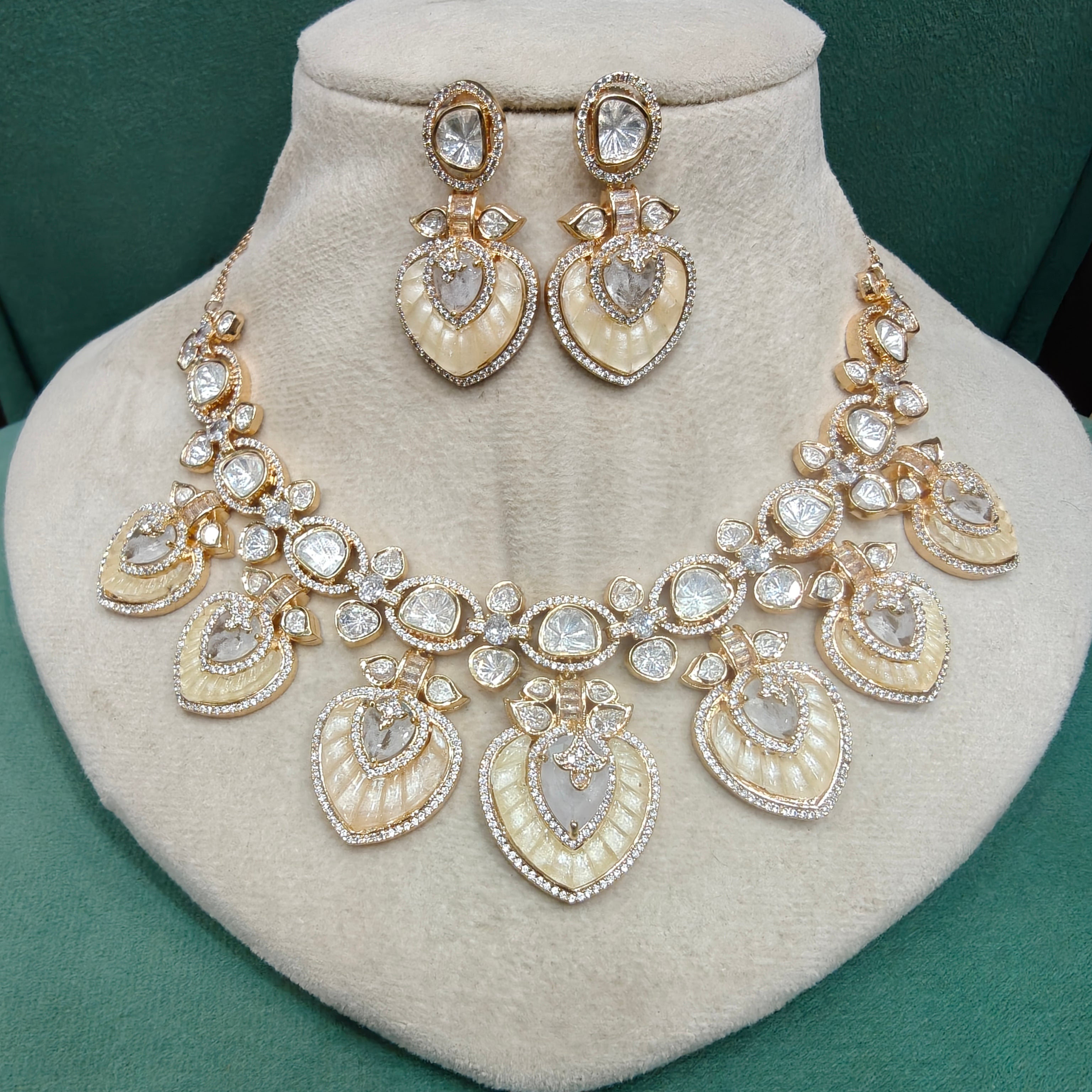 Niyati Mother of Pearl and Doublet Necklace Set- White