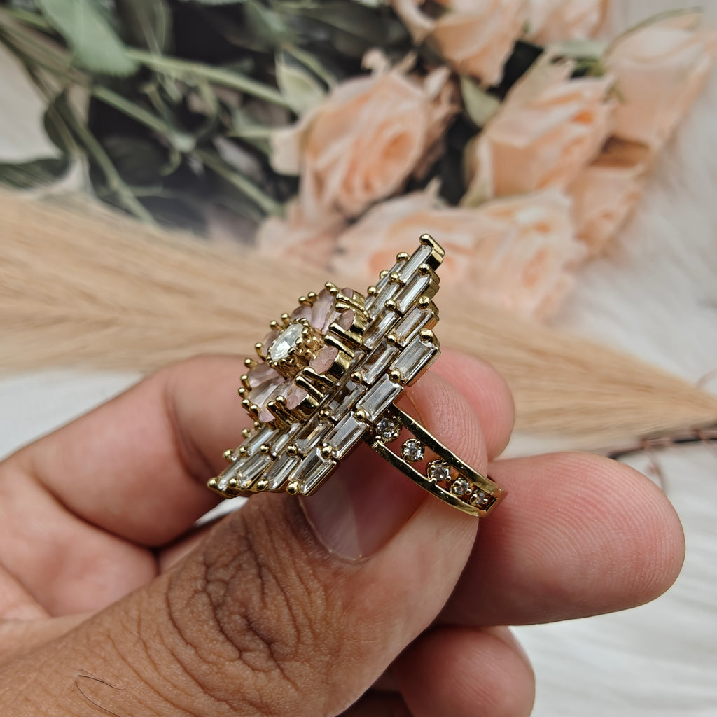 Ranjhan Baguette Rings - Pink
