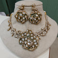 Kasturi Antique Gold Finish Necklace Set- Green