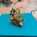 Anshika Brass Fusion Handcrafted Gemstone Sabya Inspired Statement Ring- Yellow