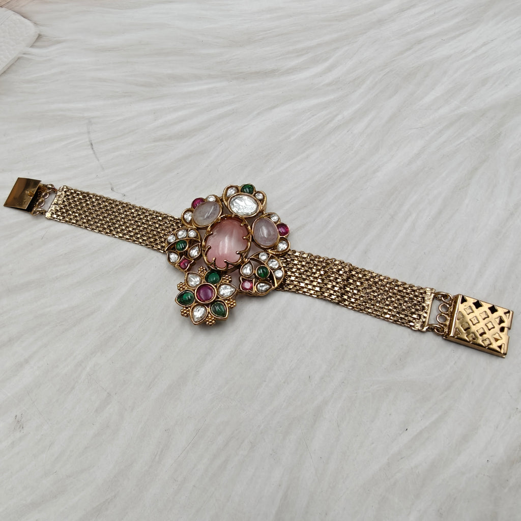 Shakuntala Jadtar Kundan Multi Gemstone Chain Bracelets -