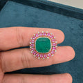 Anam Russian Doublet Statement Carat Plating Ring - Emerald and Pink
