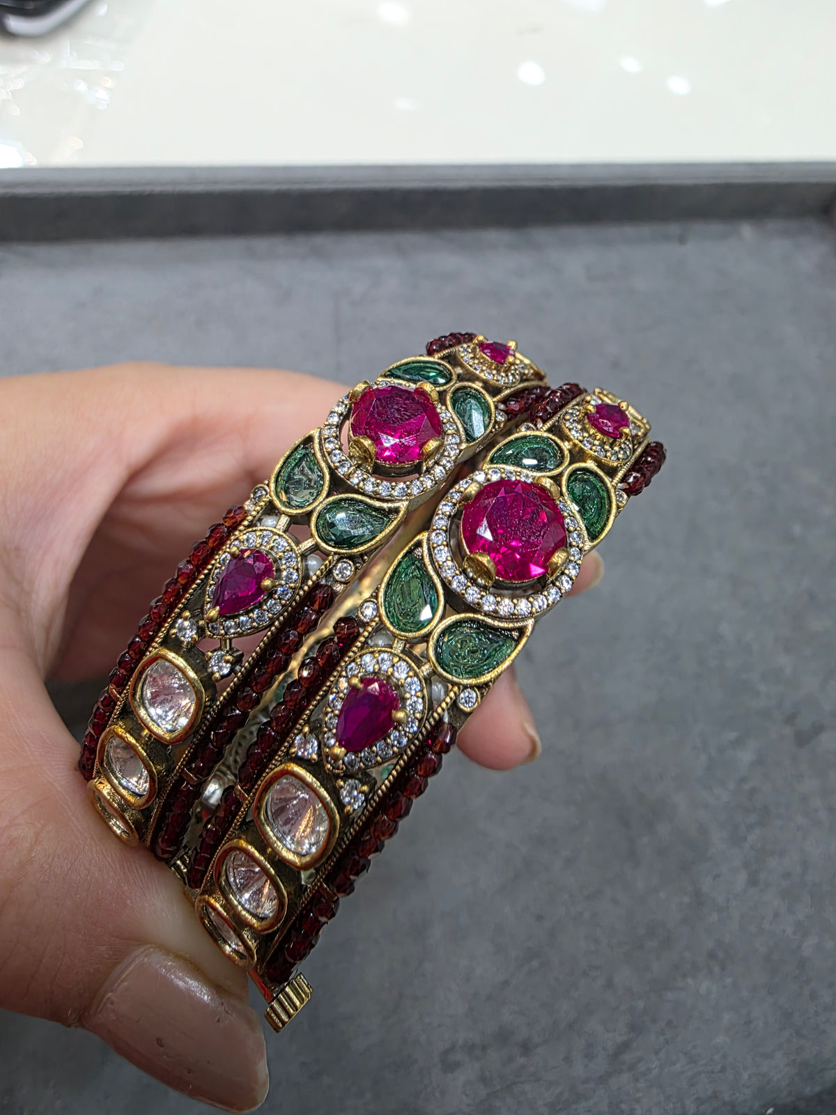 Kavita Hydro Sleek Bangles (Pair)- Ruby Green
