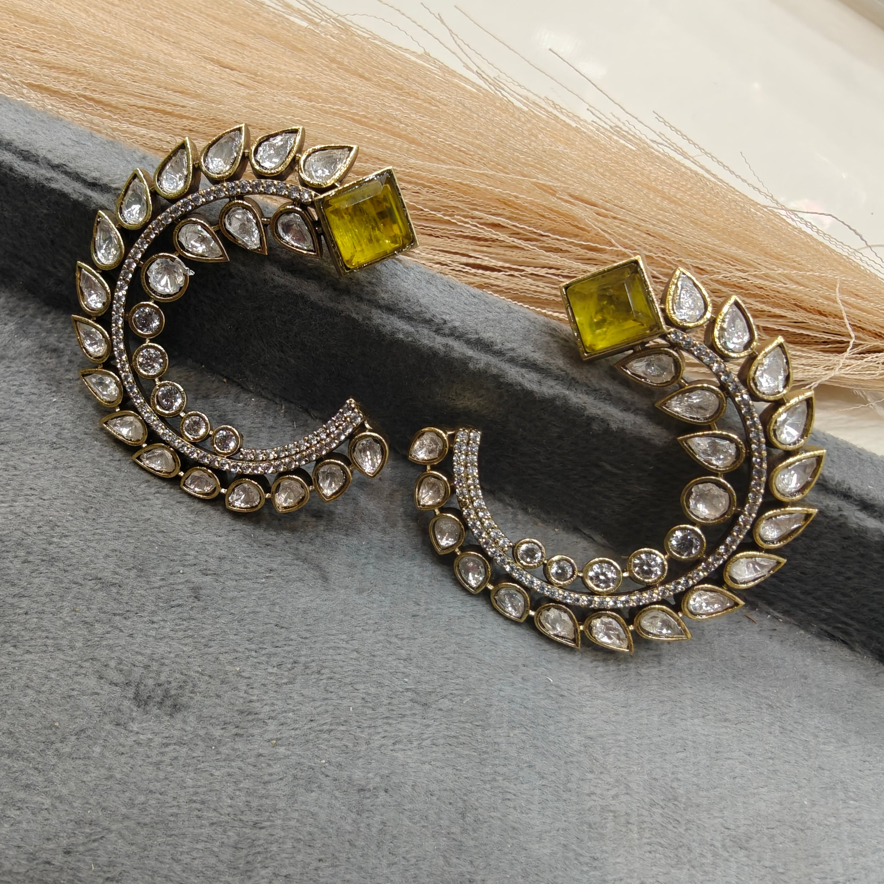 Nagma Half Hoop Doublet Earrings- Yellow