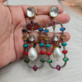 Divisha Statement Earrings with Pearl drop - Multi