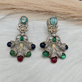 Ambika Statement Gemstone Earrings- Sky Blue Multi