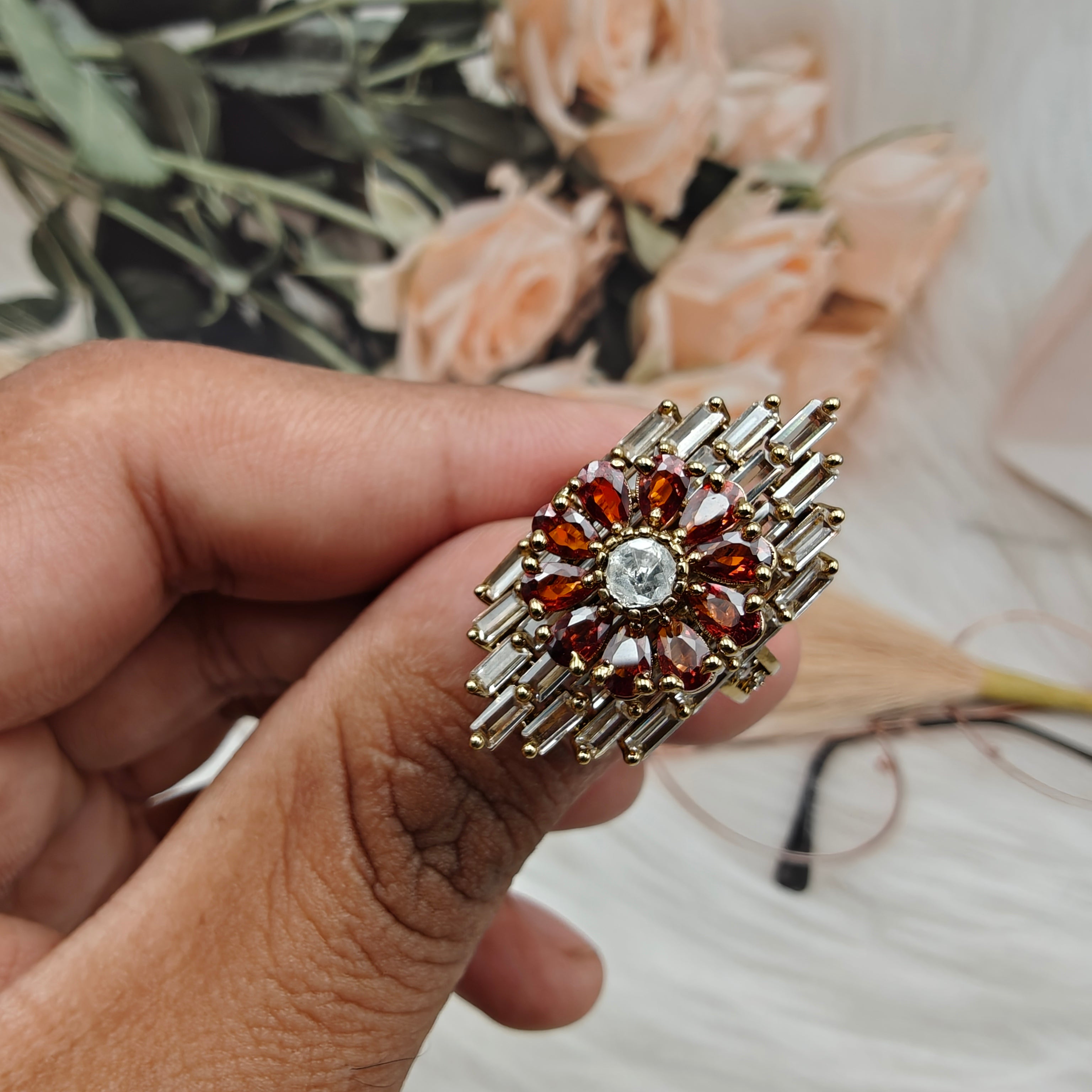 Ranjhan Baguette Rings - Rust