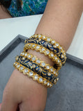 Jaya Enamel Meenakari Kundan Openable Kangan ( Pair)- Blue