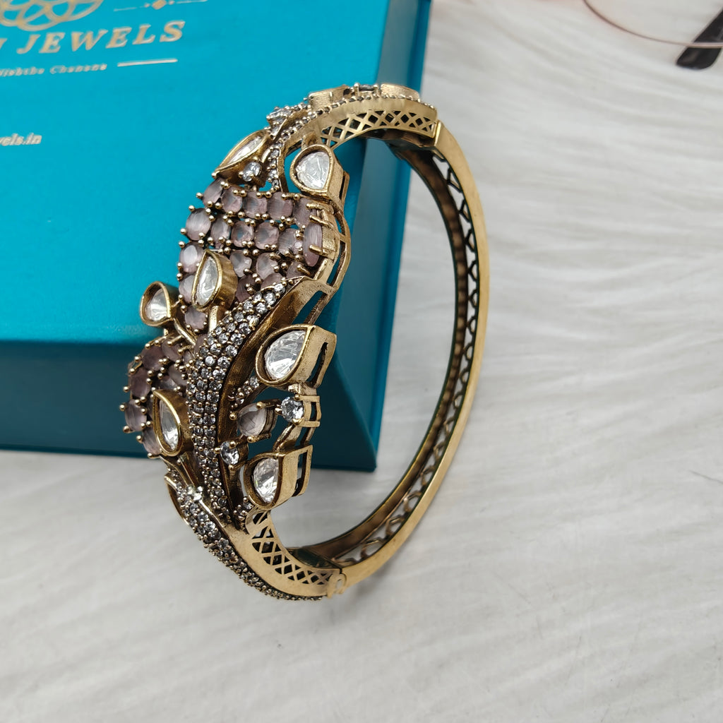 Akriti Pota Stone and Polki Openable Bracelet- Blush Pink