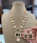 Kriti Holdali Uncut Polki Natural Stone Necklace Set - Green