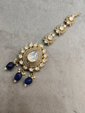 Rashi Uncut Moissanite and Doublet Mangtikka- Blue