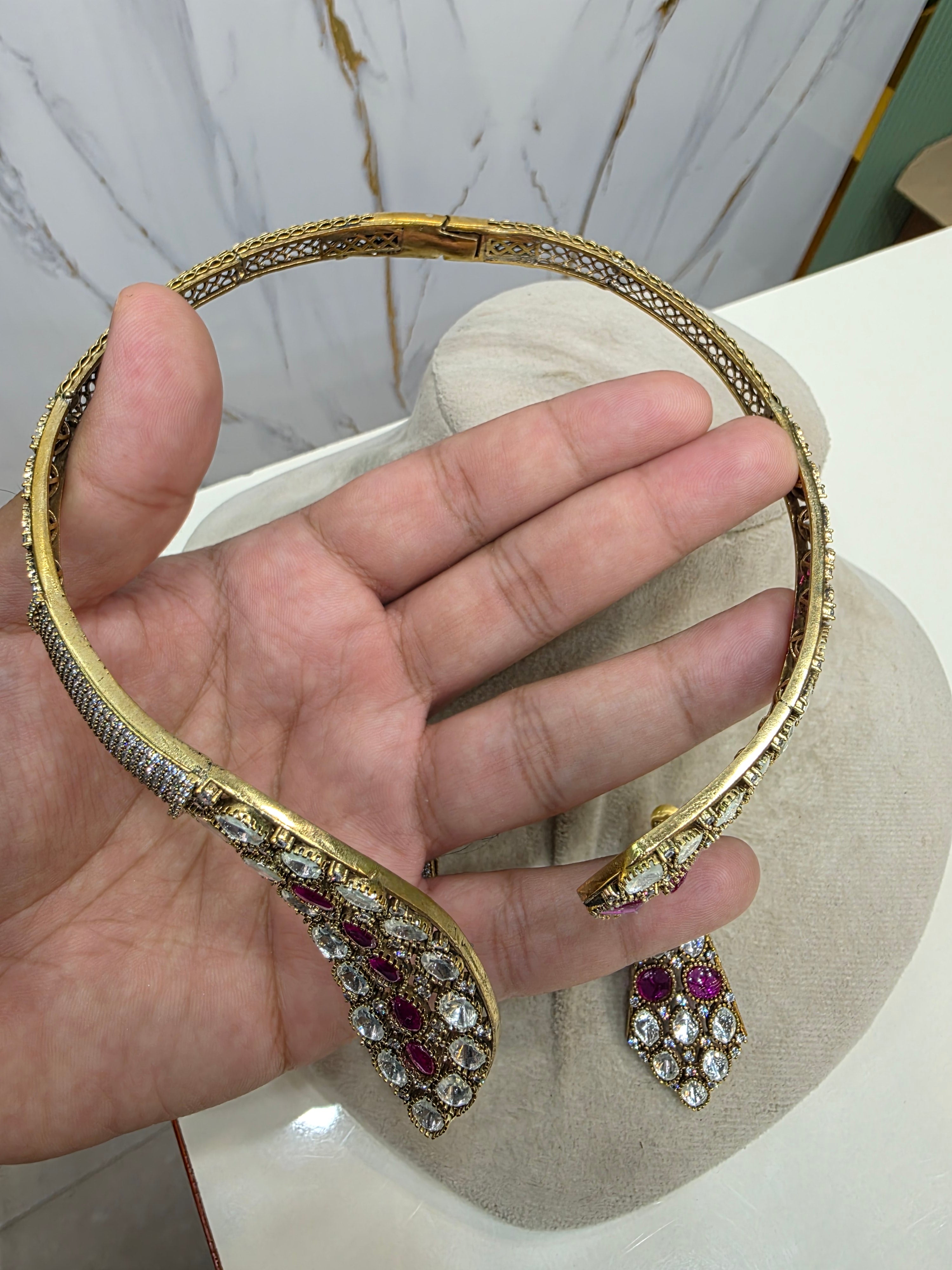 Antrika Polki Hasli Set- Ruby