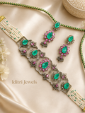 Muskaan Russian Doublet Cut Polki Choker Set- Mint Green
