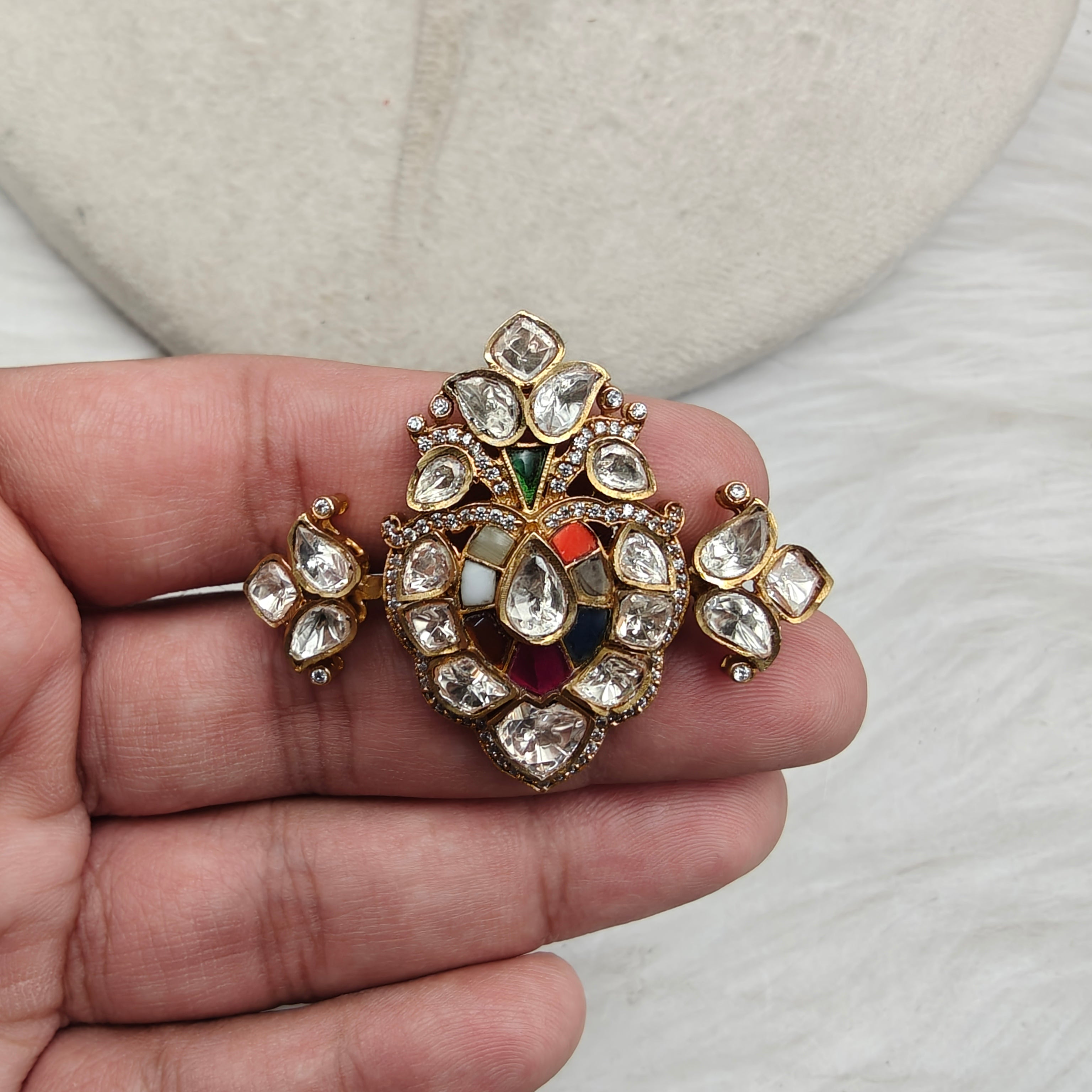 Shahida Moissanite Takker Stone Statement Ring- Multi