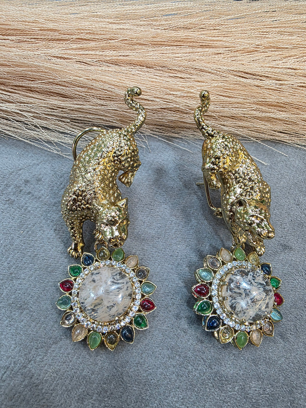 Bageera Sabya Inspired Statement Earrings- Light Fawn
