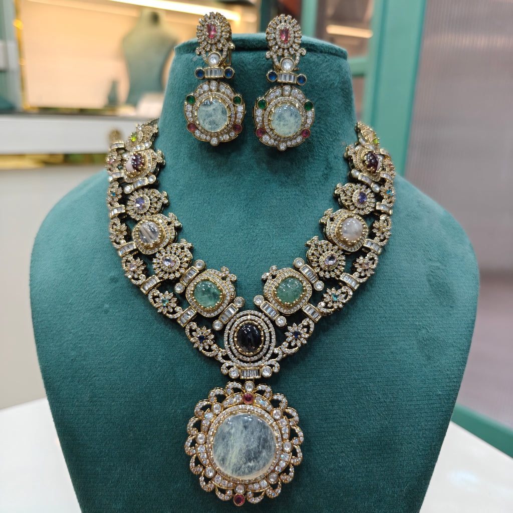 Nyasa Sabyasachi Inspired Gemstone Statement Necklace Set