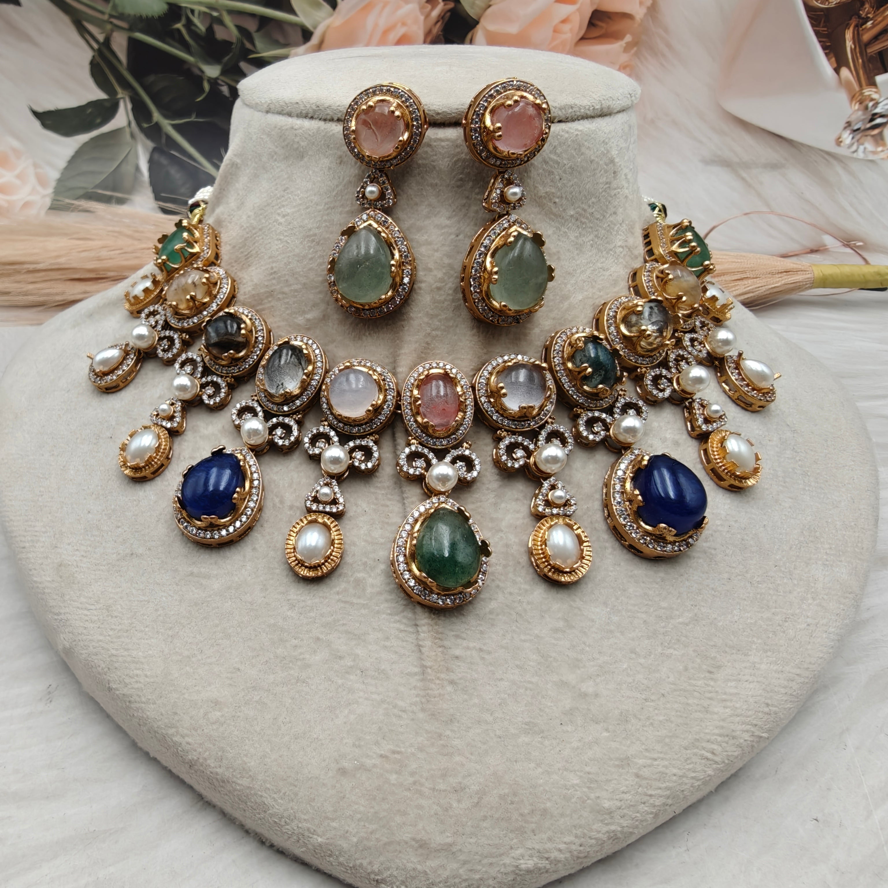 Sabya Inspired Bhuri Necklace Set - Multi