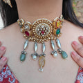 Runjhun Handcrafted Doublet and Moissanite Brass Fusion Choker