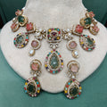 Lustra Gemstone Sabya Inspired Necklace Set- Multi