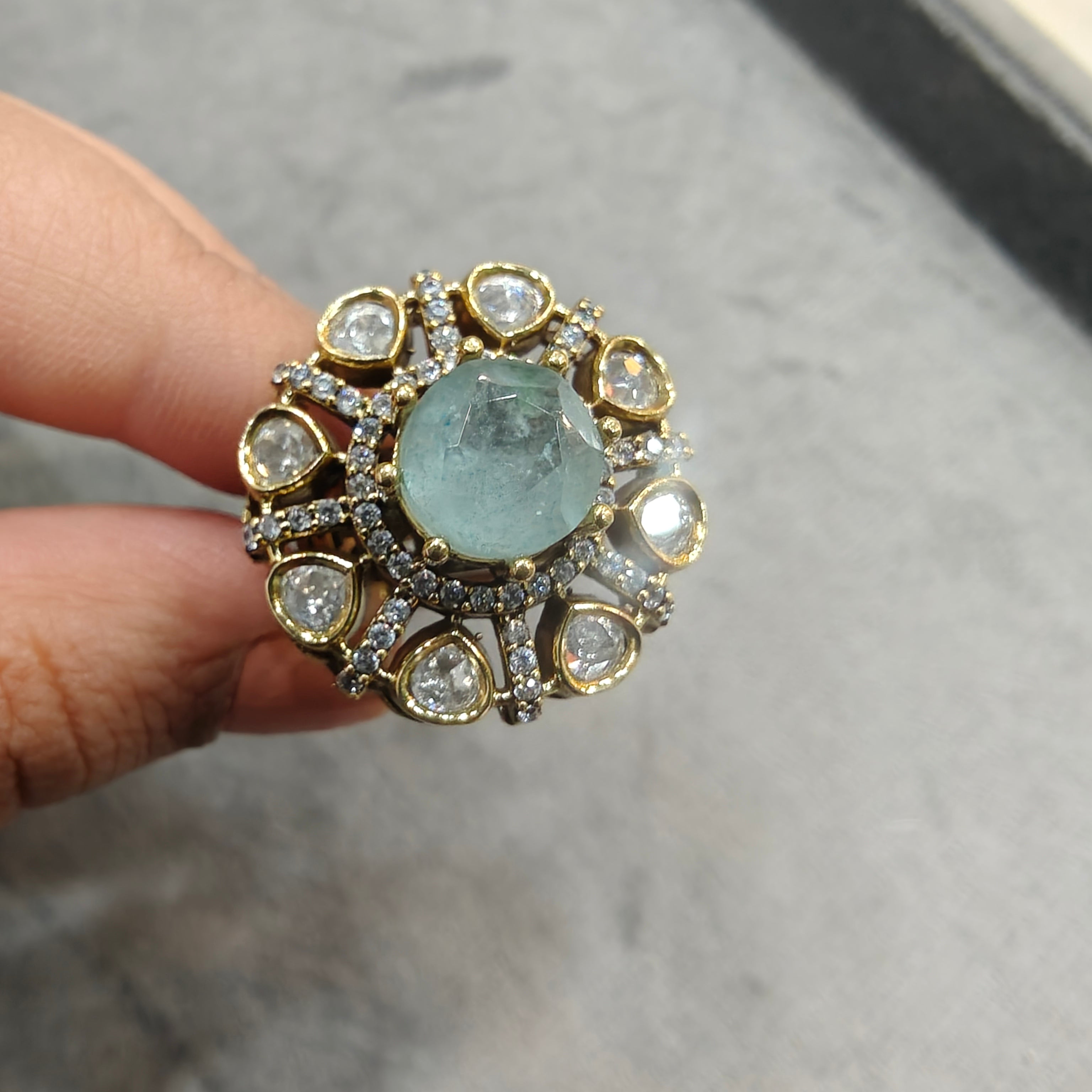 Twisha Doublet Adjustable Ring- Sky Blue