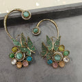 Advisha Flower Butterfly Gemstone Statement Earcuff- Green Multi