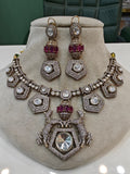 Equinus Royale Moissanite Statement Necklace Set- Ruby