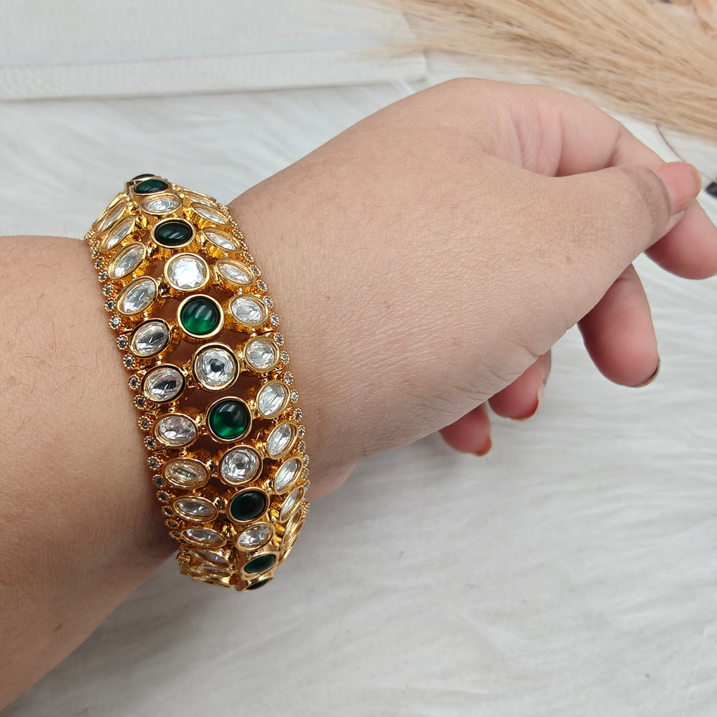 Aarna Flexible Free Size Bangle Bracelet- Green