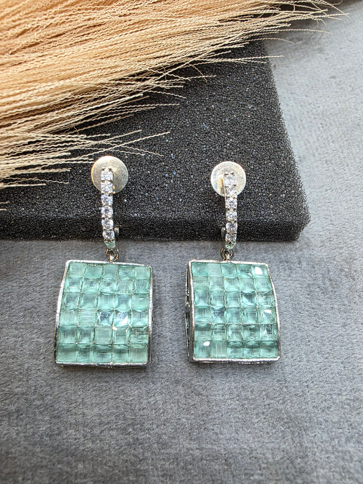 Rimjhim AD Crystal Earrings- Mint