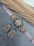 Aarfa Doublet and Hydro Choker Set- Pink and Aqua Blue