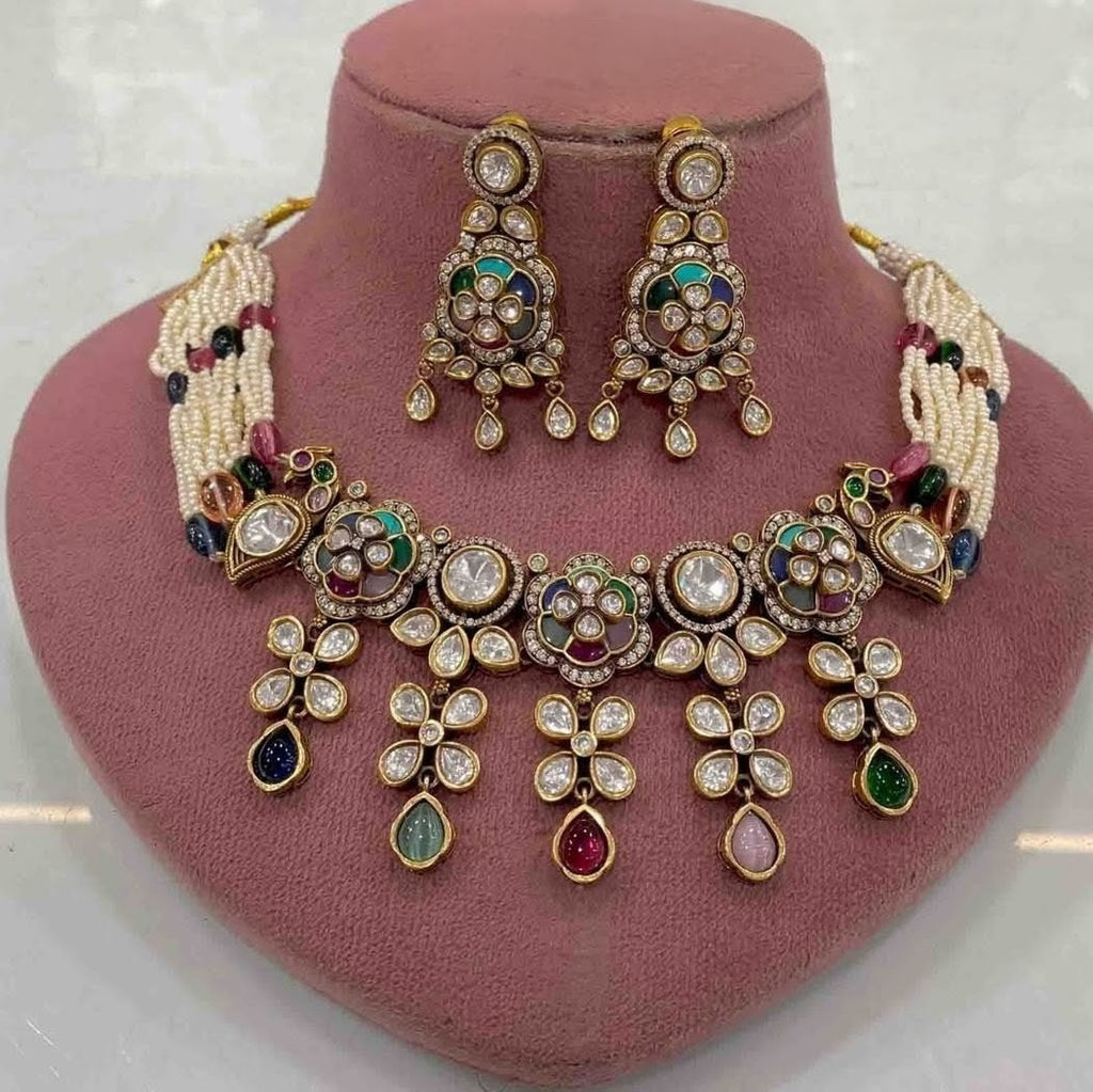 Diksha Takker Stone Polki Choker Set- Multi